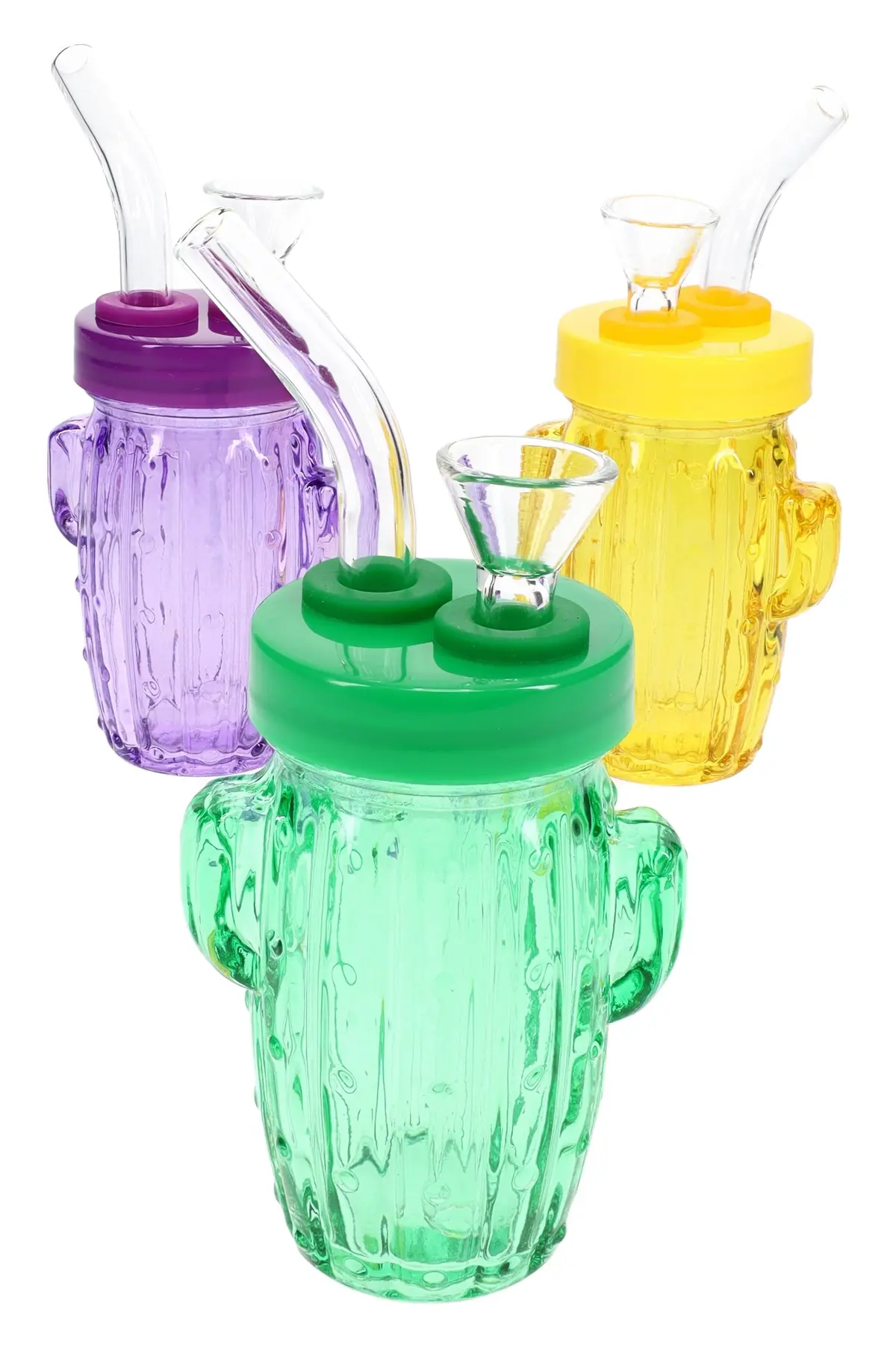 Colored Glass Cactus Water Pipe “Desert Sipper” – 3.5″ 1
