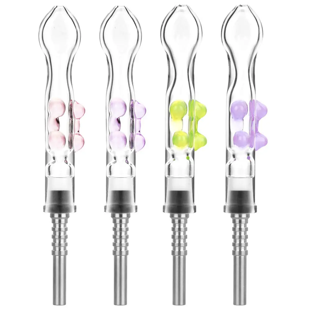 Flat Pinch Dab Straw W/ Titanium Tip - 6" / Colors Vary 1