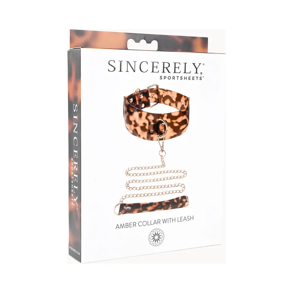 Sincerely, Sportsheets Amber Adjustable Collar With Leash Tortoiseshell 1
