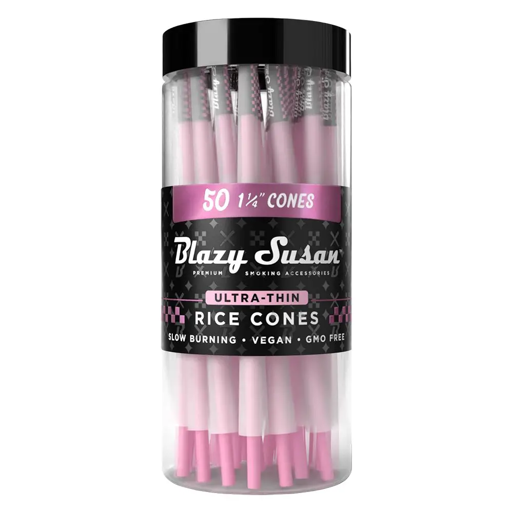 Blazy Susan Ultra Thin Rice Pre-Rolled Cones | 50Ct Jar 2