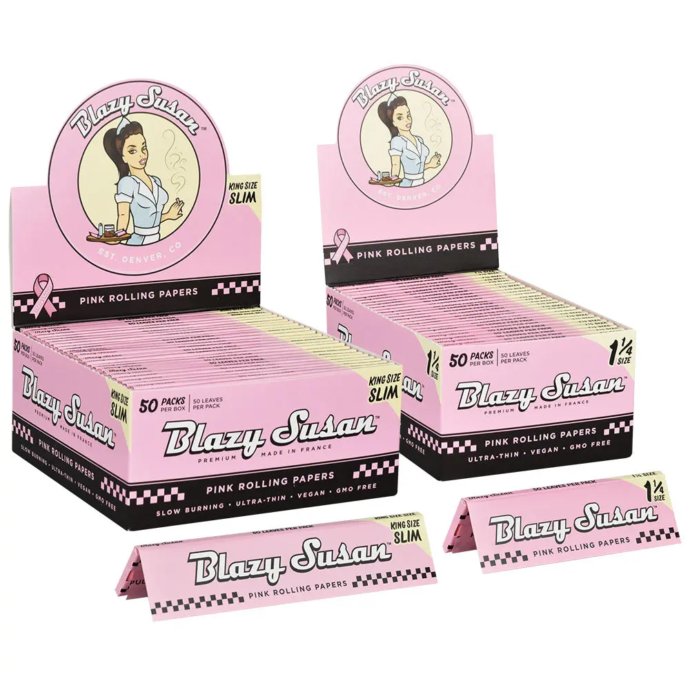 Blazy Susan Pink Rolling Papers | 50Pk | 50Pc Display 1