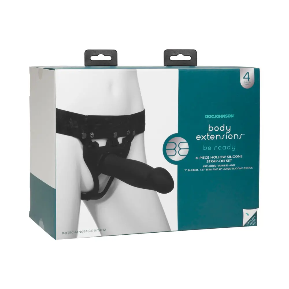 Be Ready Body Extensions Hollow Strap-On 4-Piece Set Black 1