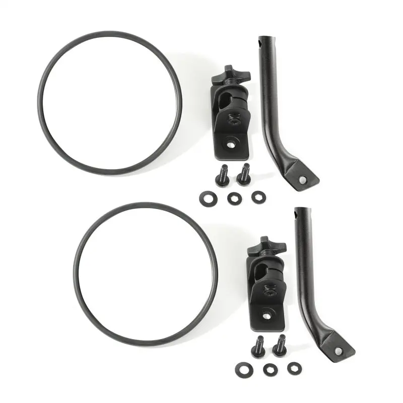 Rugged Ridge 97-18 Jeep Wrangler Textured Black Round Stubby Trail Mirror Kit 1
