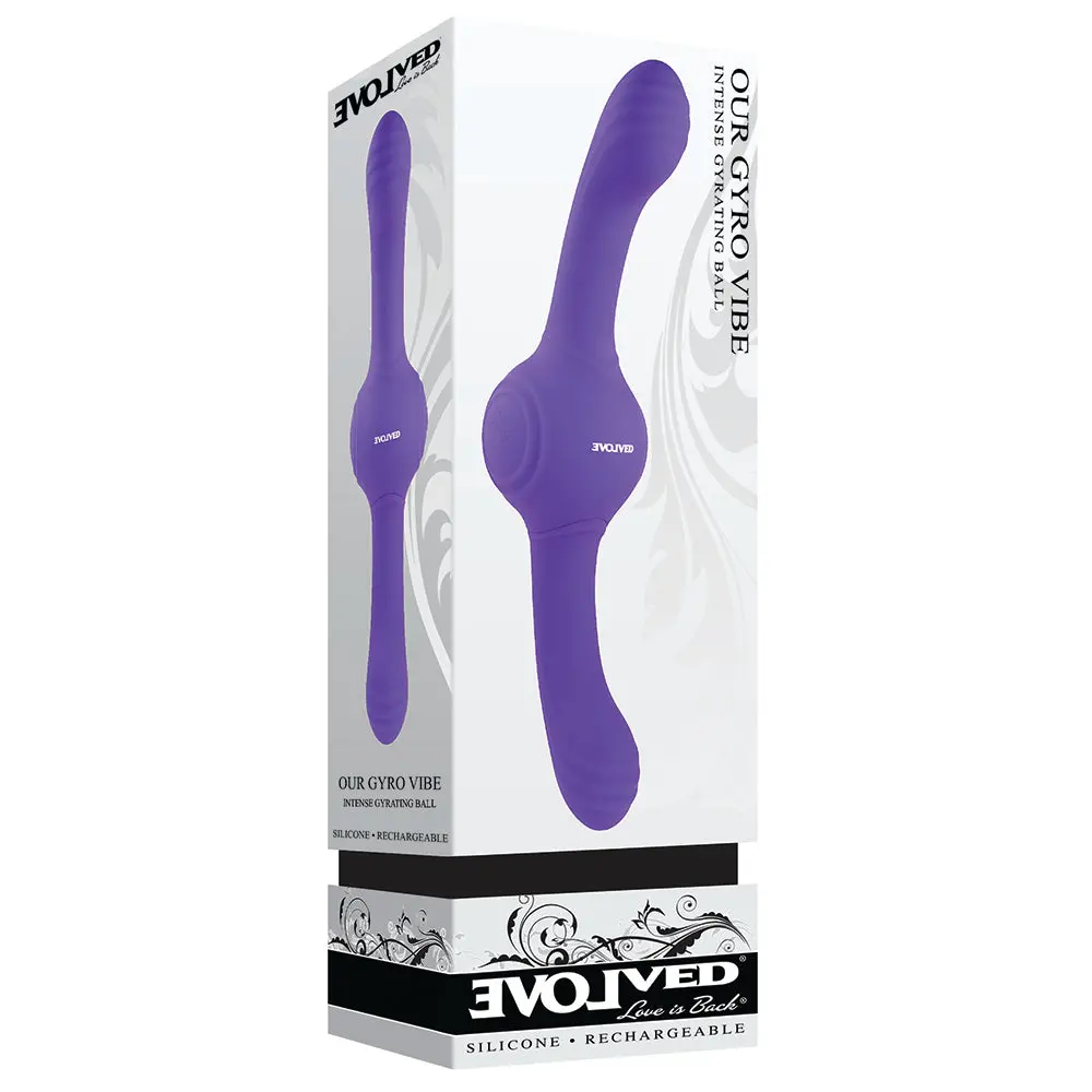 Evolved Our Gyro Vibe Rechargeable Dual Ended Gyrating Silicone Vibrator Purple 1