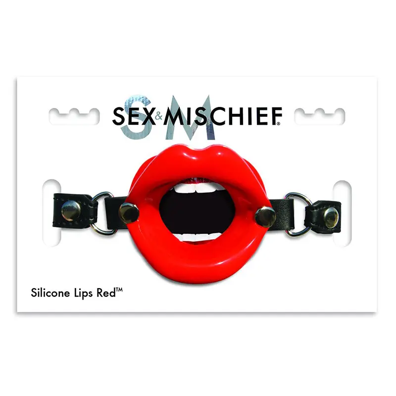 Sportsheets Sex & Mischief Silicone Lips Adjustable Open-Mouth Gag Red 1