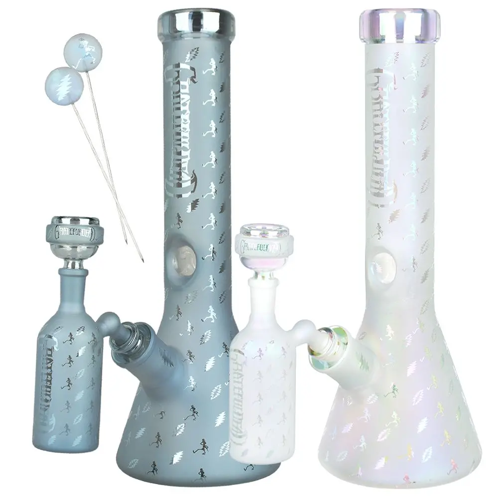 Grateful Dead X Pulsar Bolts And Skellies Glass Beaker Water Pipe Set | 13.75" | 14Mm F 1