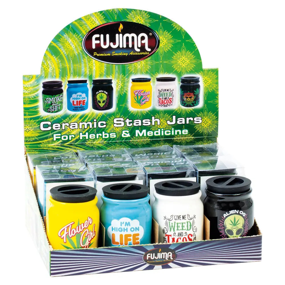 Fujima Stash It! Ceramic Storage Jars - 3"/Asst - 12Pc 1