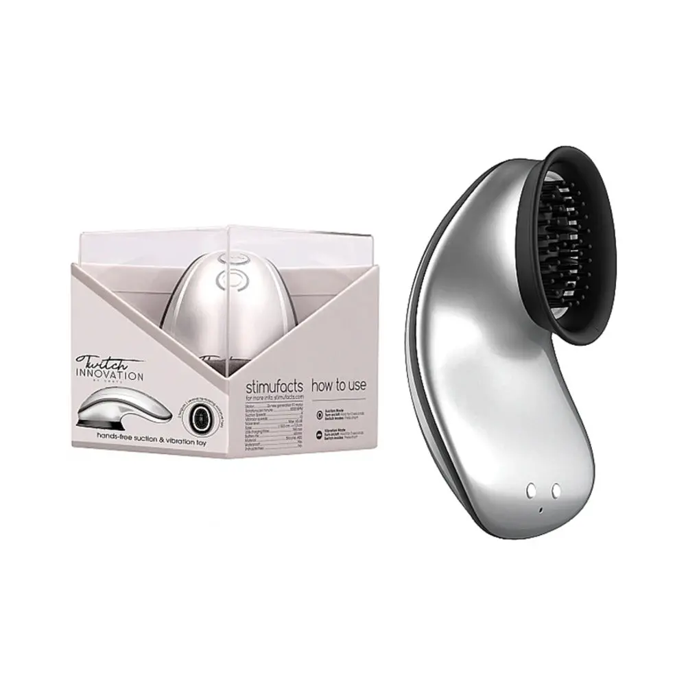 Twitch Rechargeable Hands-Free Suction & Vibration Toy Silver 1