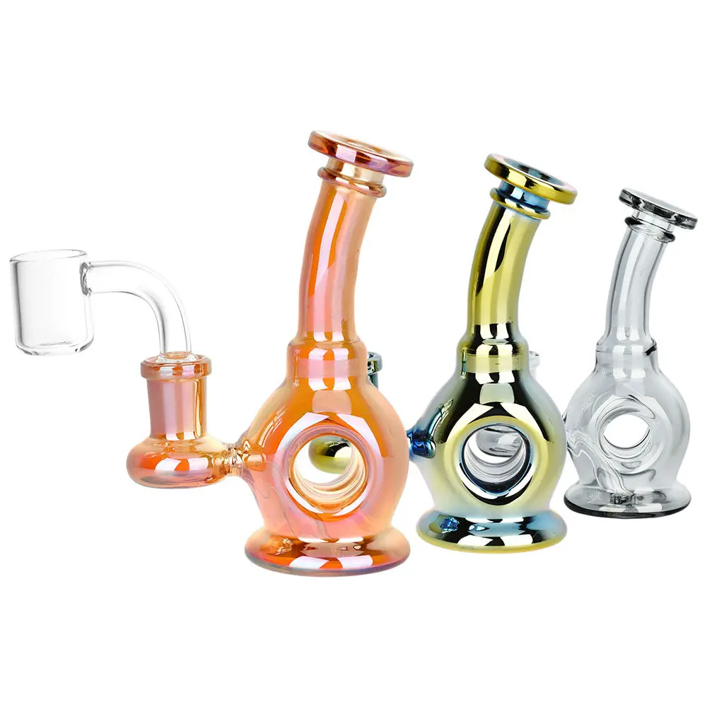 Time Warp Electroplated Glass Mini Dab Rig | 4.75" | 14Mm F | Colors Vary 1