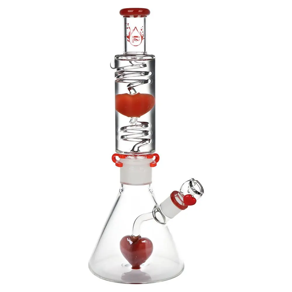 Pulsar Love Heart Beat Glycerin Beaker Glass Water Pipe - 14" / 19Mm F 1