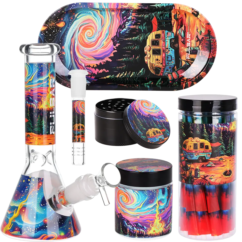 Pulsar Design Series Beaker Water Pipe Smoker's Kit | 7.75" 2