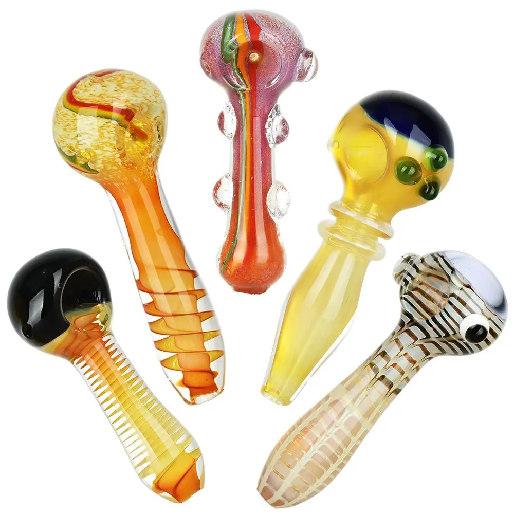 Elemental Assortment Glass Spoon Pipes - 4" 20Ct 1