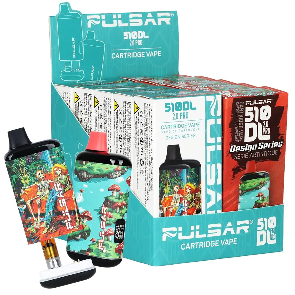 10Ct Display - Pulsar 510 Dl 2.0 Pro Design Series Variable Voltage Vape Bar - 1000Mah / Assorted Designs 1 1