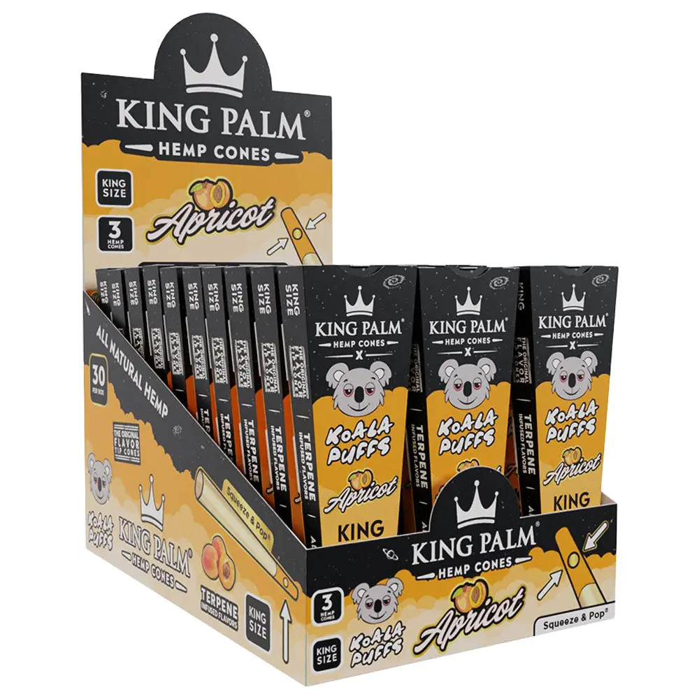 King Palm X Koala Puffs Hemp Cones - King Size / 3Pk / Apricot 30Pcs 1