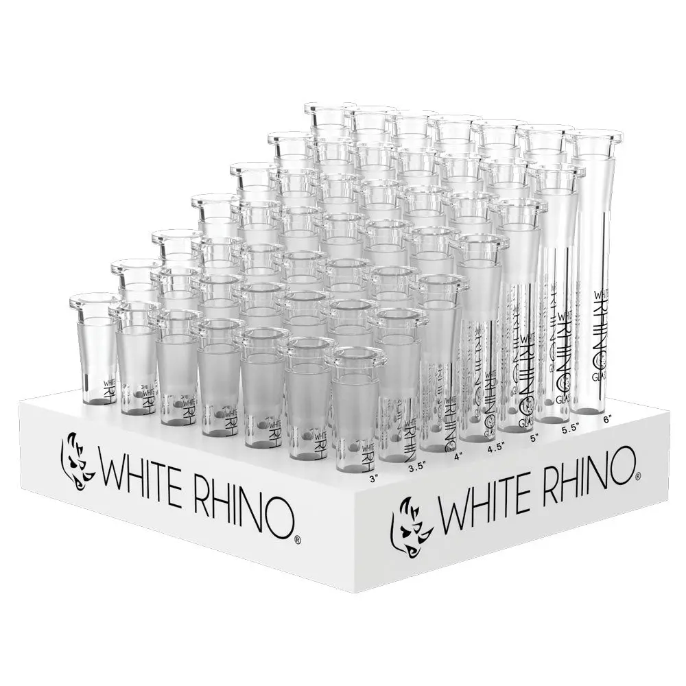 White Rhino Glass Downstems- 19/14Mm / Asst Sizes - 49Pc Disp 1