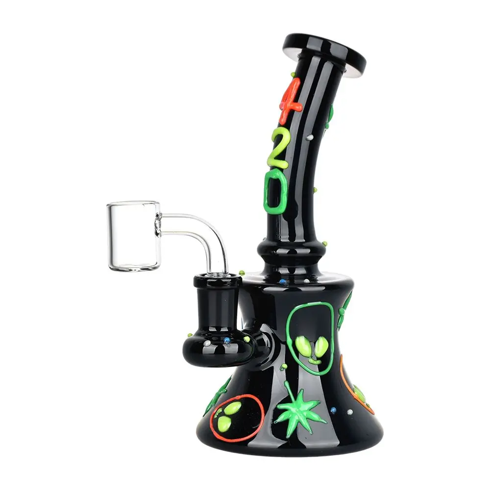 Alien 420 Glow In The Dark Glass Dab Rig - 6.5" / 14Mm F 1