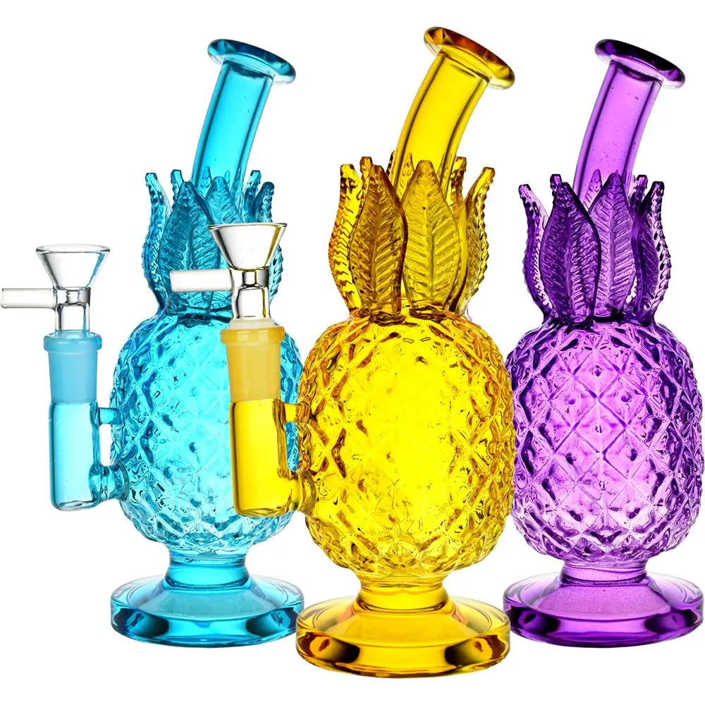 Pineapple Hospitality Glass Water Pipe - 7.75" / 14Mm F / Colors Vary 1