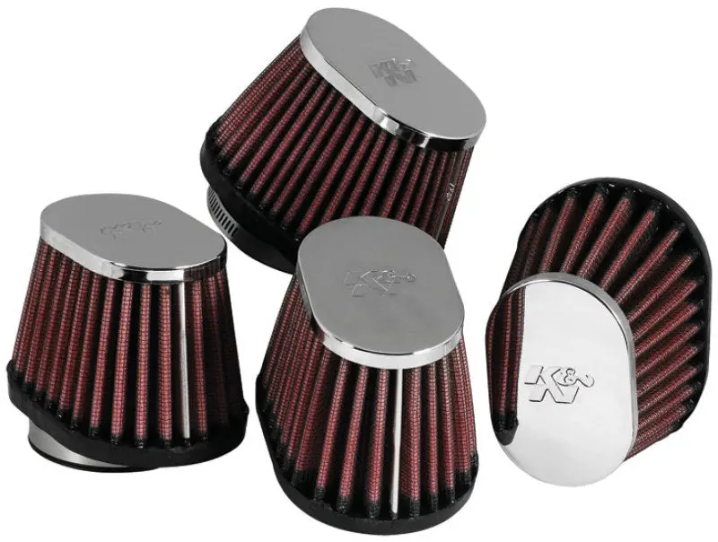 K&N Universal Chrome Oval Tapered Air Filter - 2In Flg Id X 4In Os L 3In Os W X 2.75In H 1