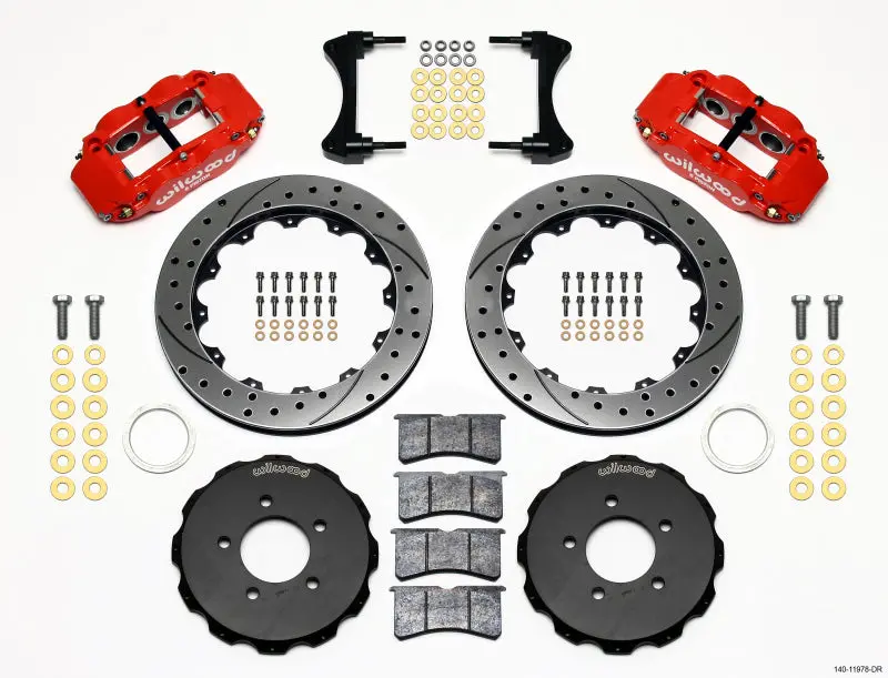 Wilwood Narrow Superlite 6R Front Hat Kit 12.88In Drill Red 2006-Up Civic / Crz 1