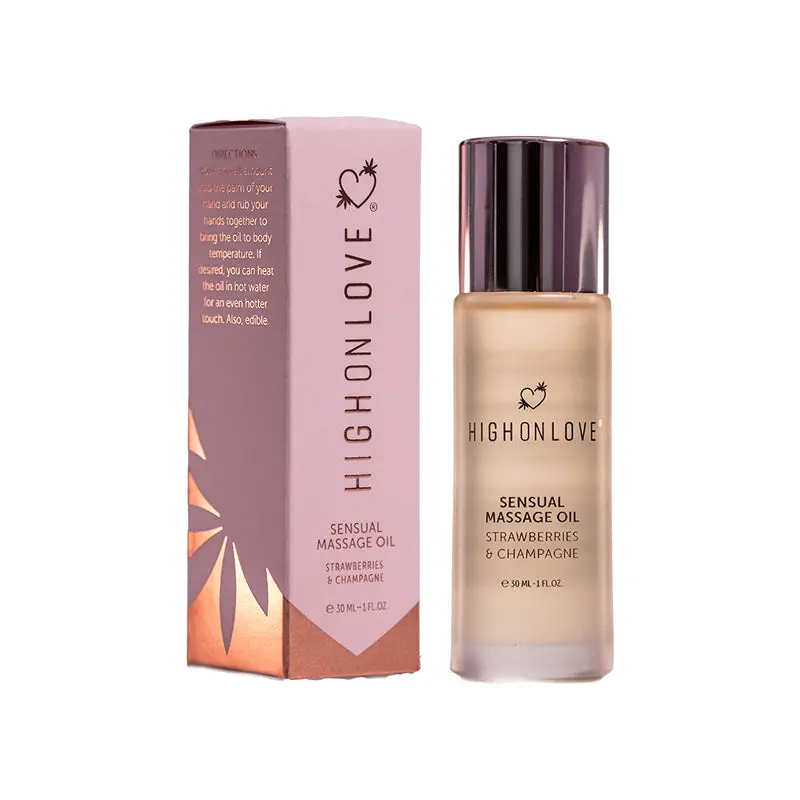 Highonlove Mini Massage Oil Strawberries & Champagne 1 Oz. 1