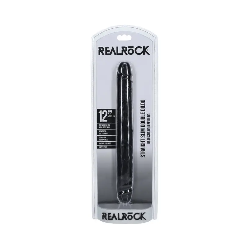 Realrock 12 In. Slim Double-Ended Dong Black 1