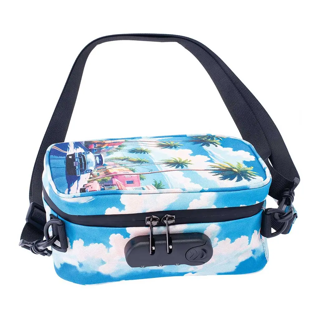 8.5In X 5.5In X 4.5In Smellproof Bag - Palm City Retro 1