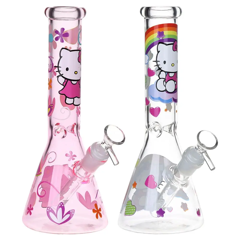 Greetings Feline Glass Beaker Water Pipe | 10" | 14Mm F | Designs Vary 1