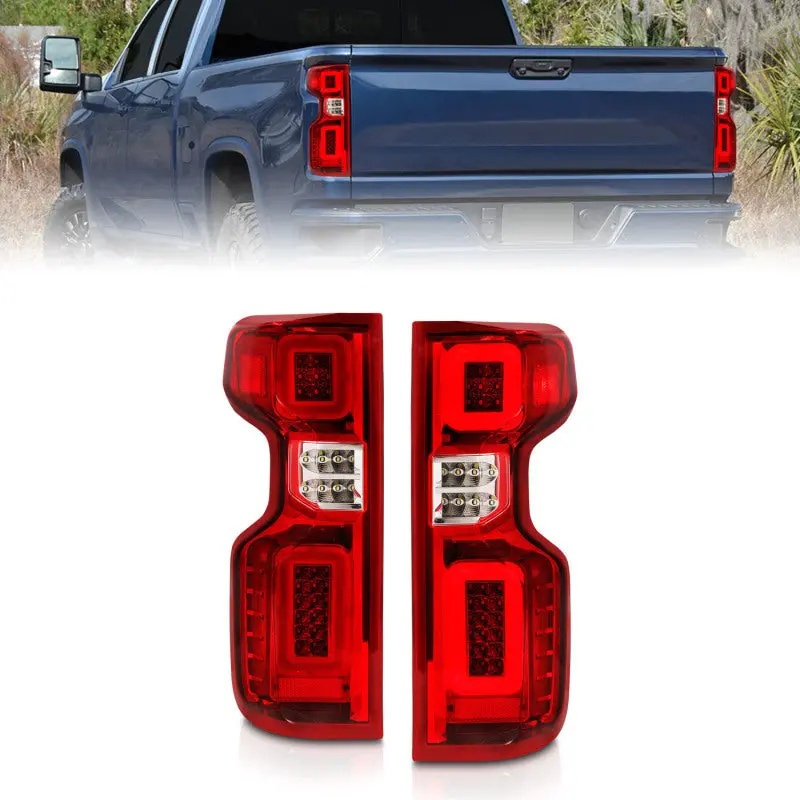 Anzo 19-21 Chevy Silverado Full Led Tailights Chrome Housing Red/Clear Lens G2 (W/C Light Bars) 1