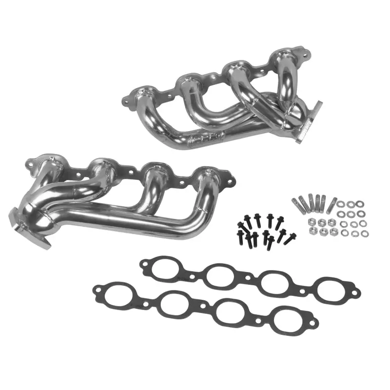 Bbk 14-18 Gm Truck 5.3/6.2 1 3/4In Shorty Tuned Length Headers - Polished Silver Ceramic 1