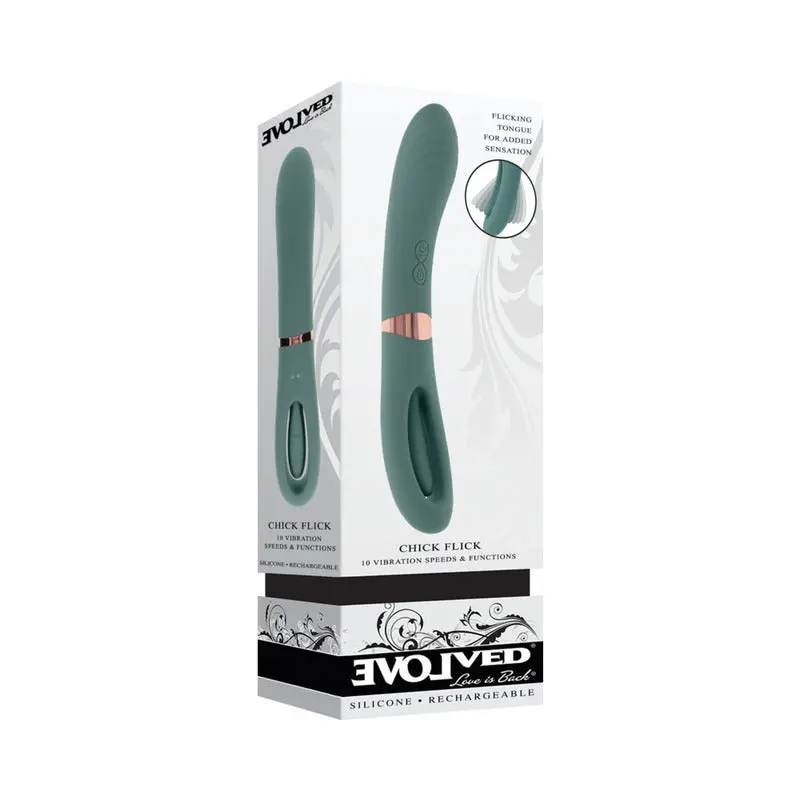 Evolved Chick Flick Rechargeable Vibrator With Flicker Silicone Mint 1
