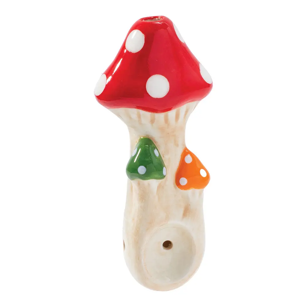 Wacky Bowlz Tri Mushroom Ceramic Pipe - 4" 1