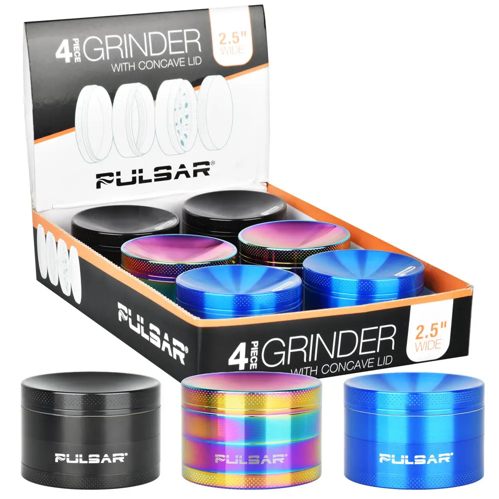 Pulsar Concave Grinder | 4Pc | 2.5" | Assorted Colors | 6Pc Display 1
