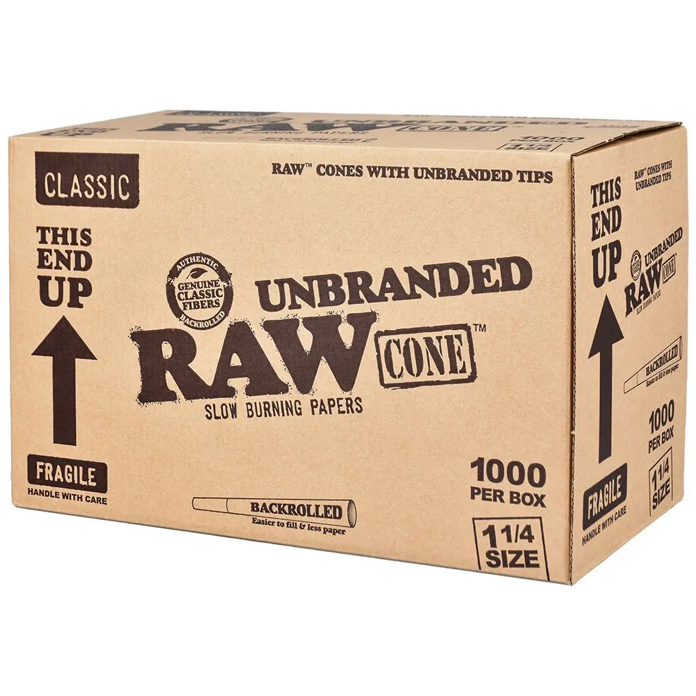 Raw Unbranded Classic Cones | 1 1/4 | 1000Ct Bulk Box 1