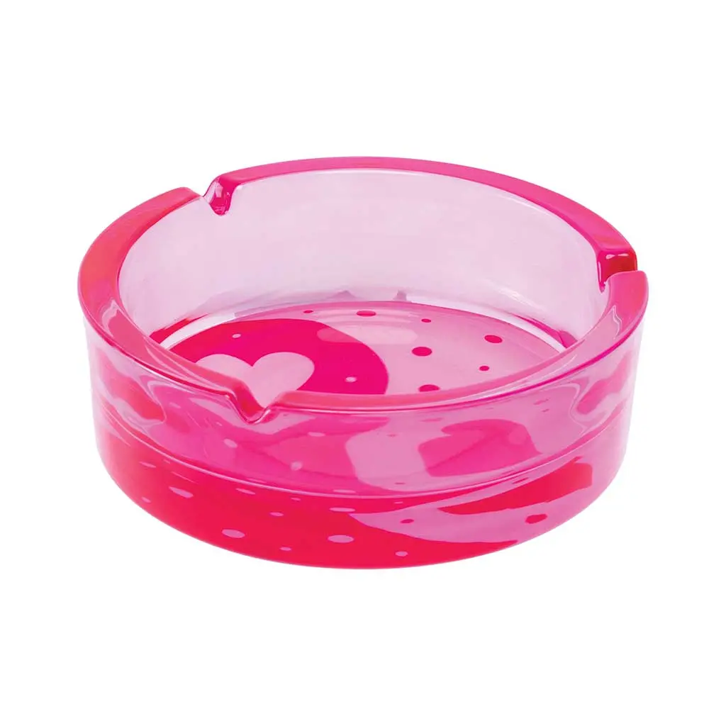 Pink Yin Yang Hearts Glass Ashtray 2