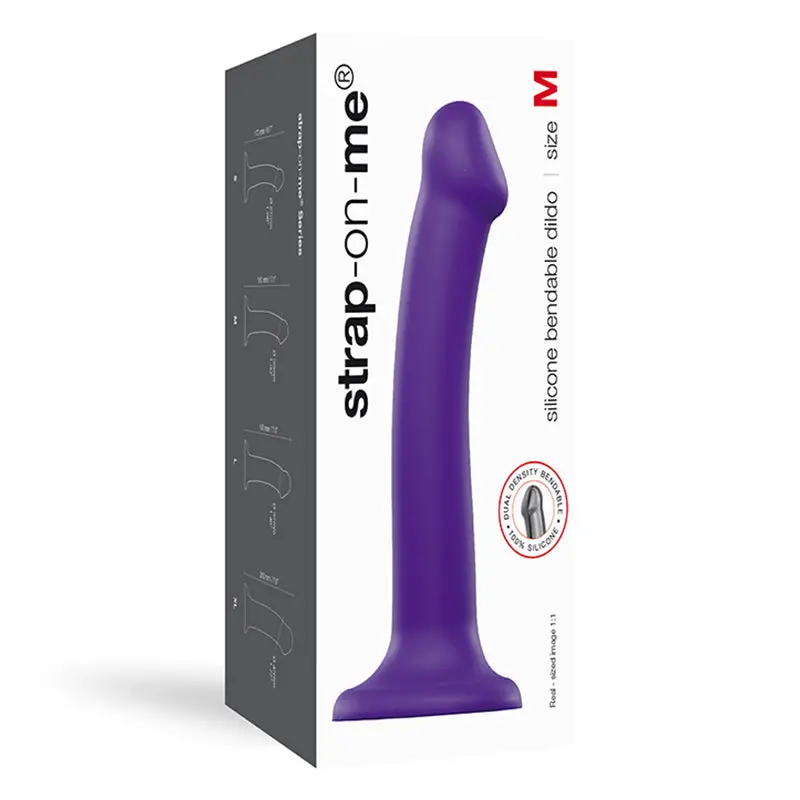 Strap-On-Me Bendable Dual-Density Silicone Suction Cup Dildo Purple M 1