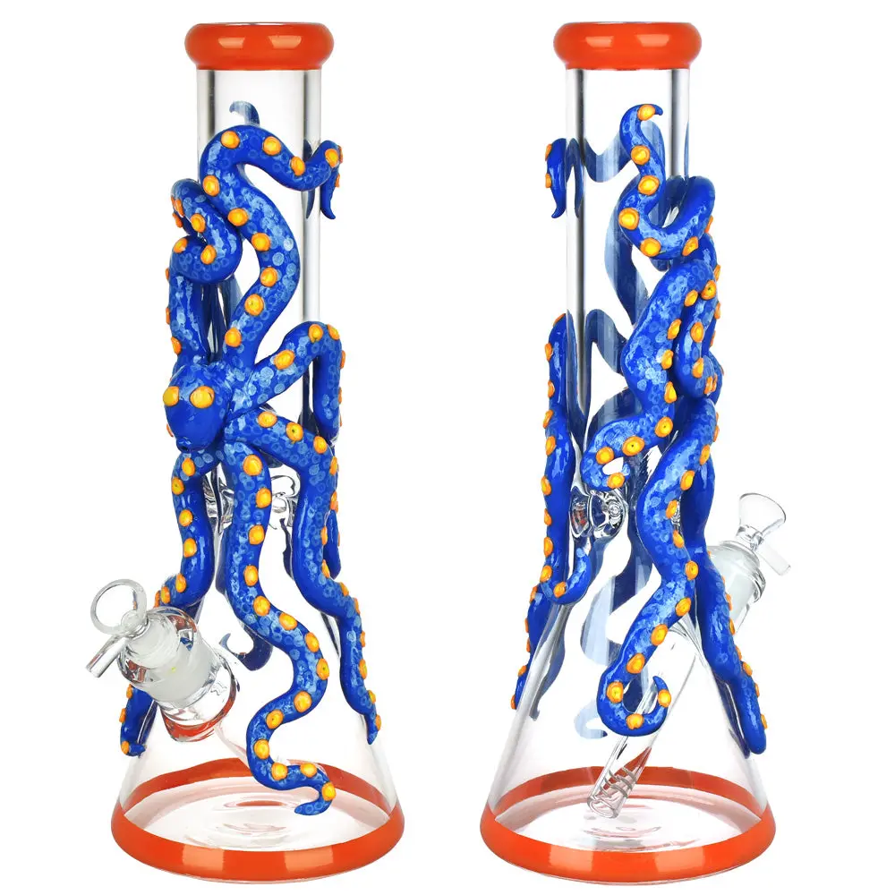 Octopus 3D Painted Beaker Water Pipe - 13.5"/14Mm F 1