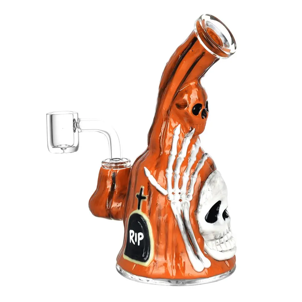 Haunted Gourd Enamel On Glow In The Dark Glass Dab Rig - 7" 1