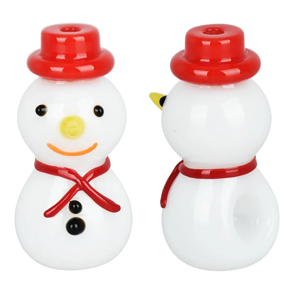Snowman Glass Hand Pipe - 3.5" 1