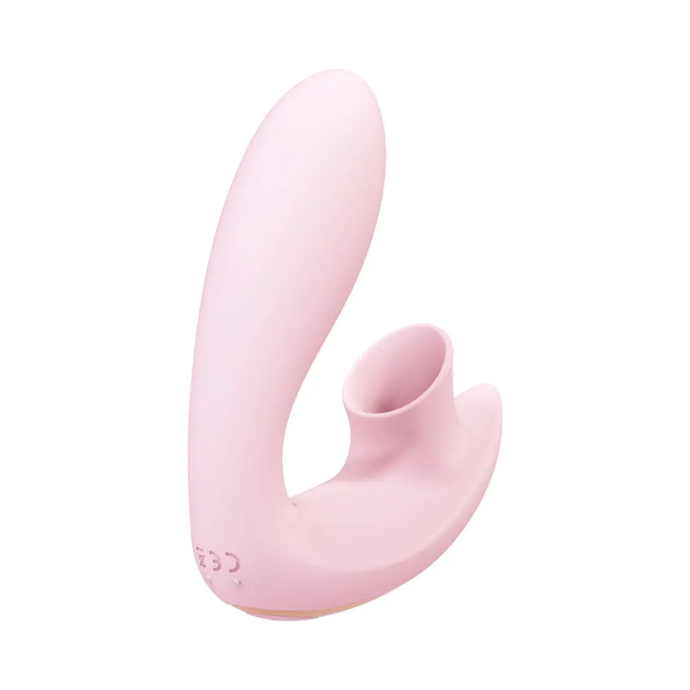 Shots Irresistible Desirable Rechargeable Silicone Soft Pressure Air Wave Dual Stimulator Pink 2