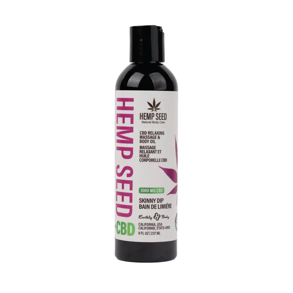 Earthly Body Hemp Seed Cbd Relaxing Massage And Body Oil Skinny Dip 8 Oz. 1