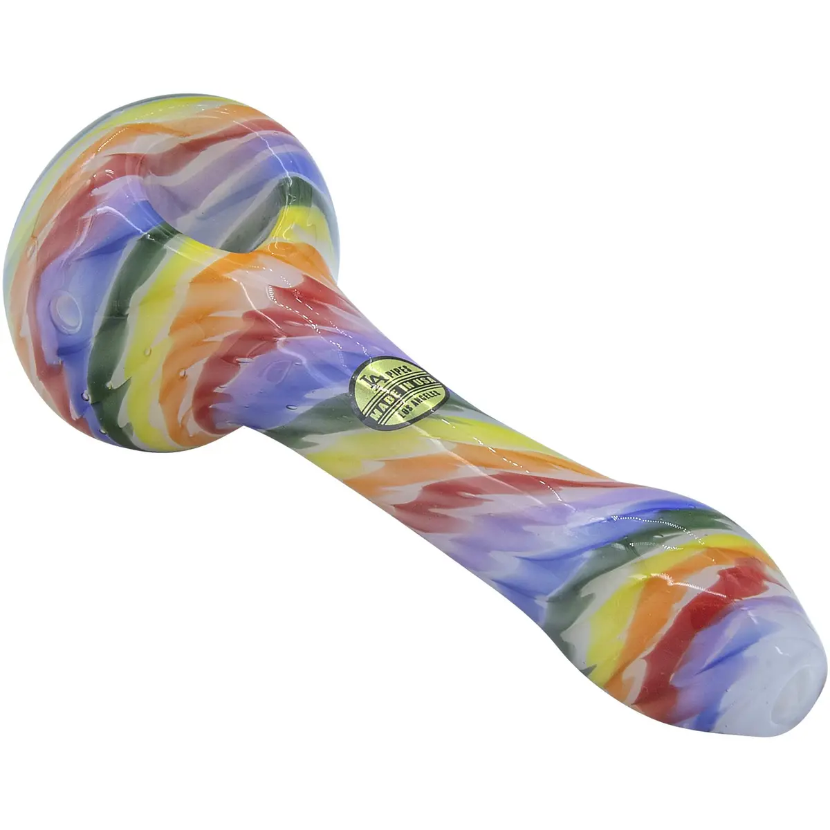 Rainbow Tie-Dye Glass Spoon Pipe On White 1