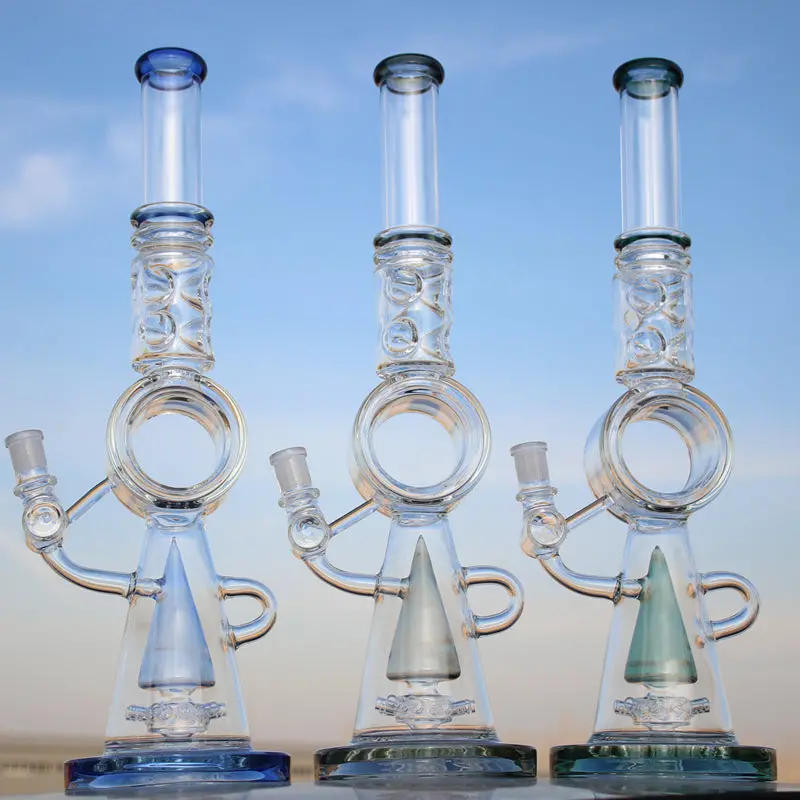 Recycler Style Donut Percolator Glass Water Pipe 18.5" 1