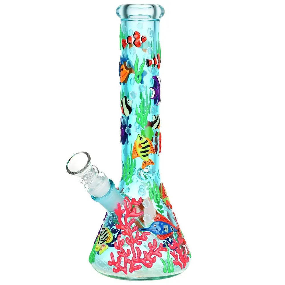 Reef Riot Glow In The Dark Beaker Water Pipe - 10" / 14Mm F 1