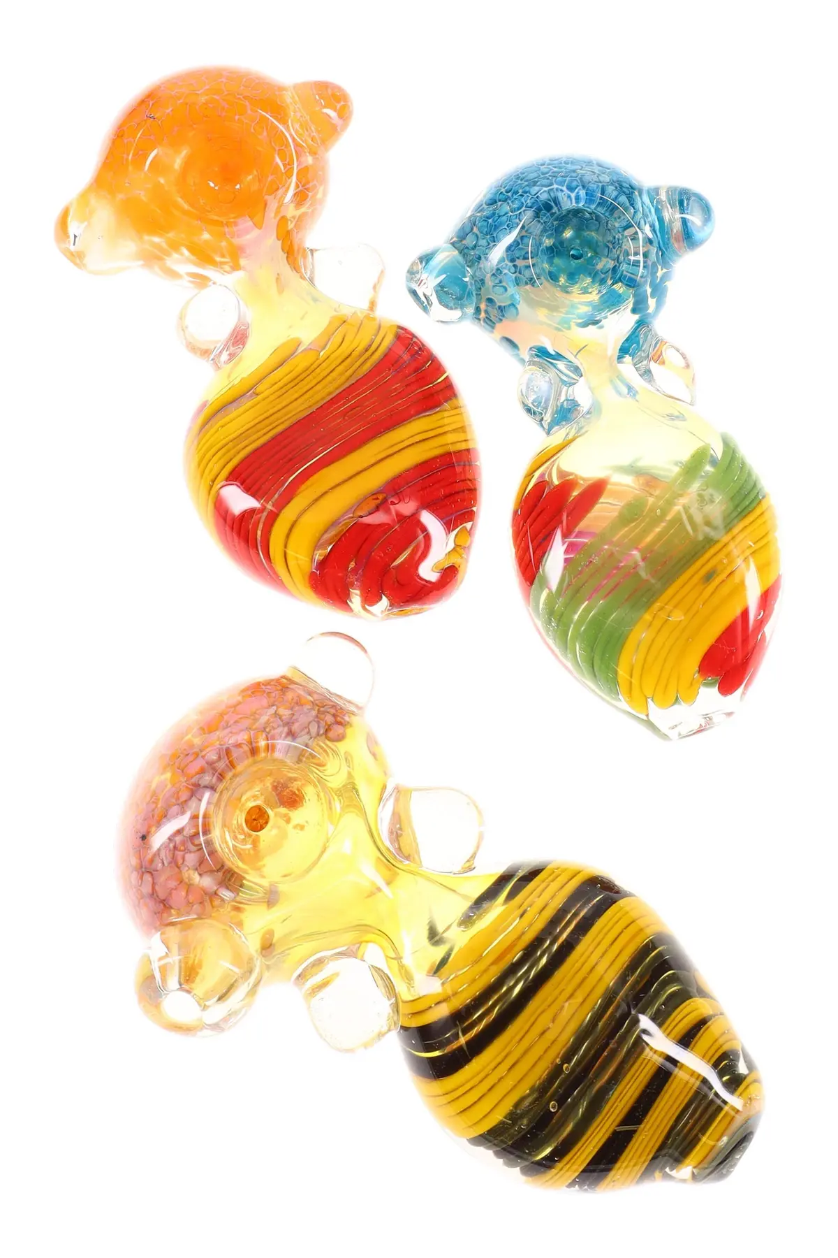 Color Changing Swirl Frit Glass Spoon Pipe “Candy Gourd” – 4–5″ – Assorted Colors 1