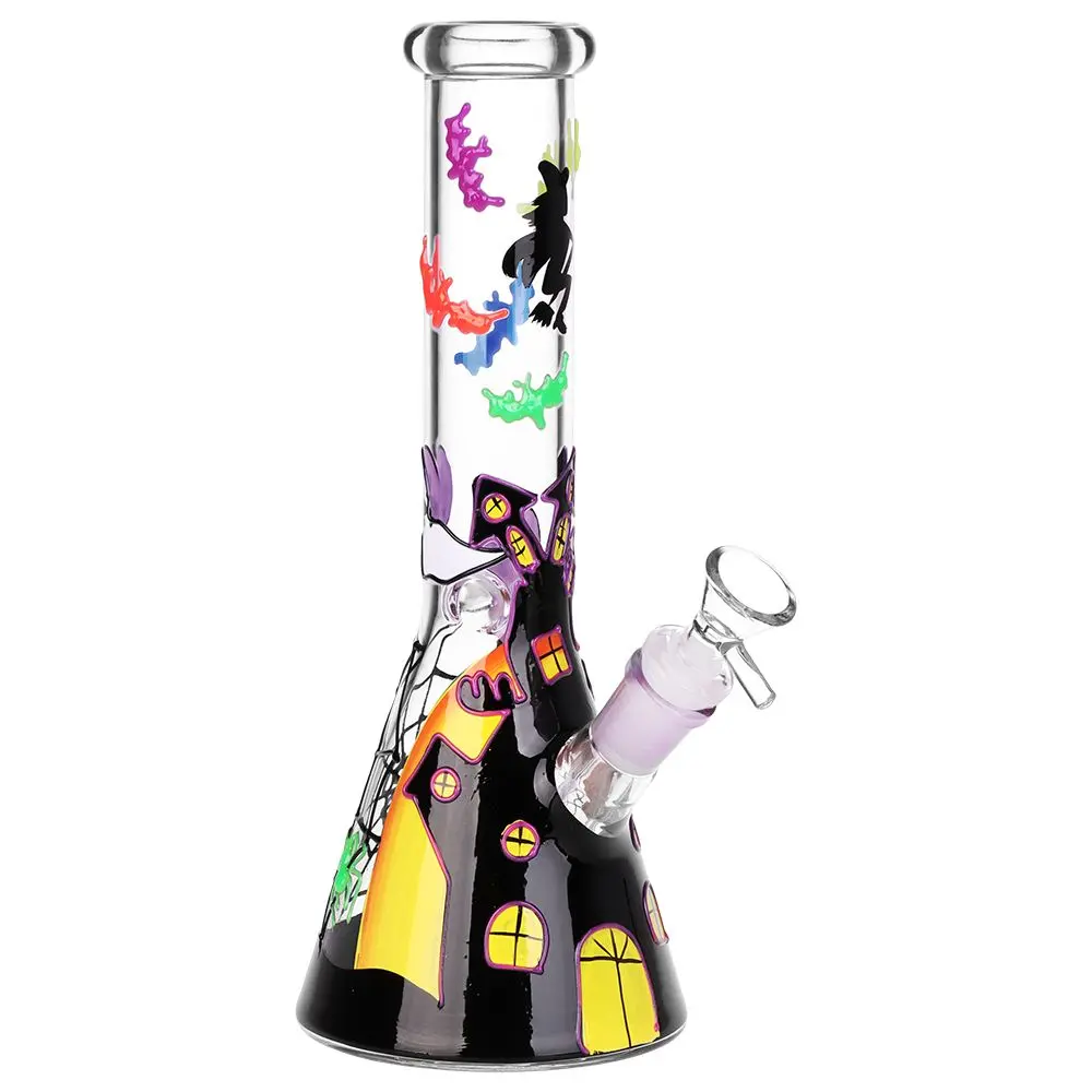 Haunted House Beaker Glass Water Pipe - 10" / 14Mm F 1