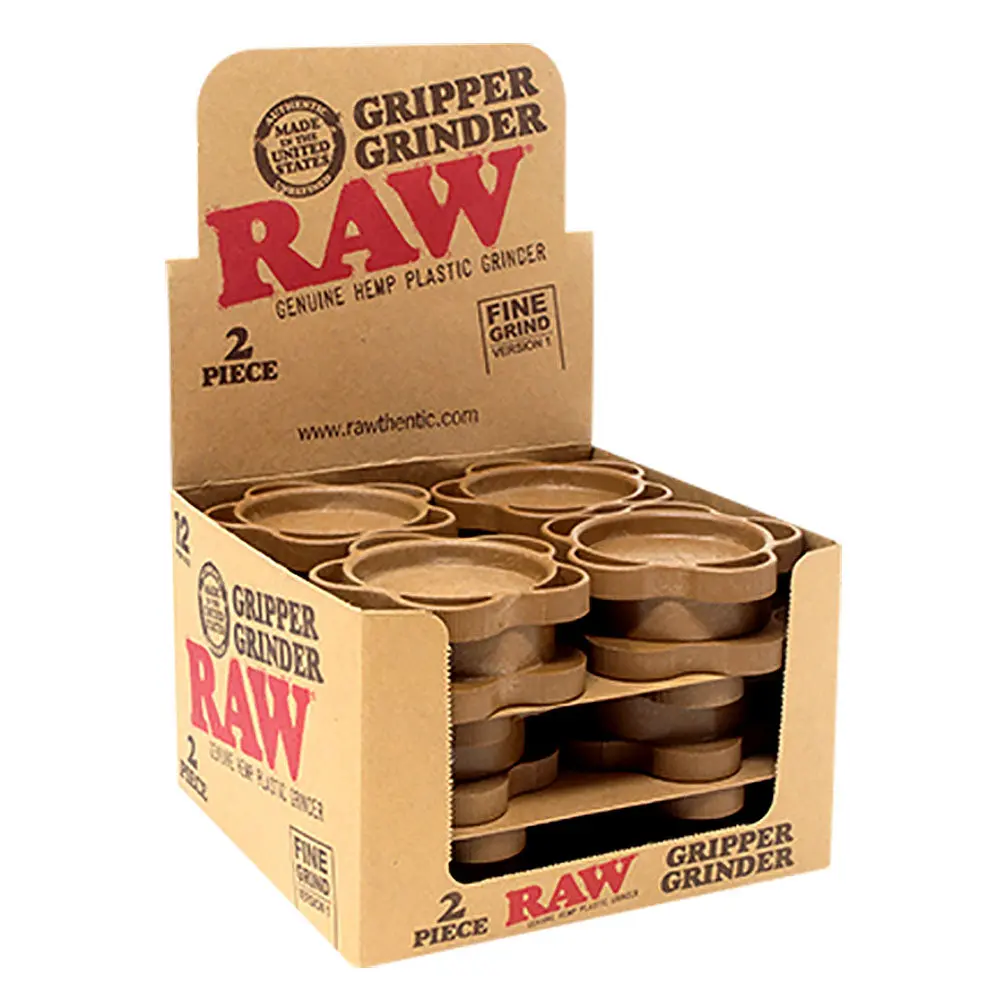 Raw Gripper Grinder - 2Pc/2.5"/Fine Grind V3 - 12Pc Disp 1