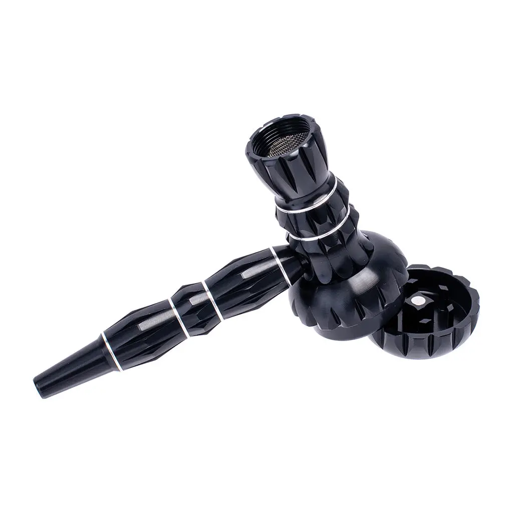 Aluminum Ribbed Smoking Pipe With Grinder 5