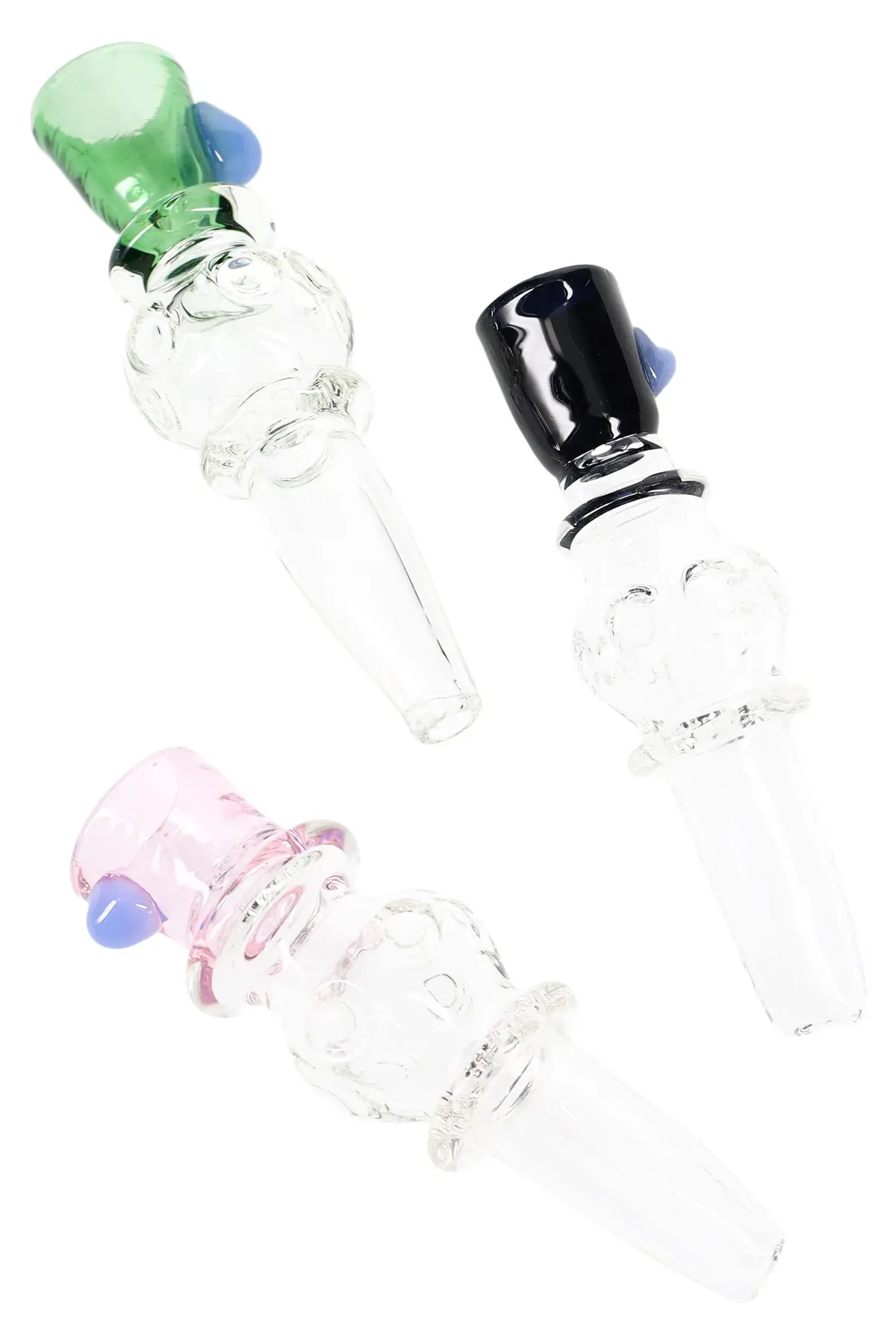 Clear Glass Chillum “Pocket Prism” – Colored Bowl – 4″ – Assorted Colors 1