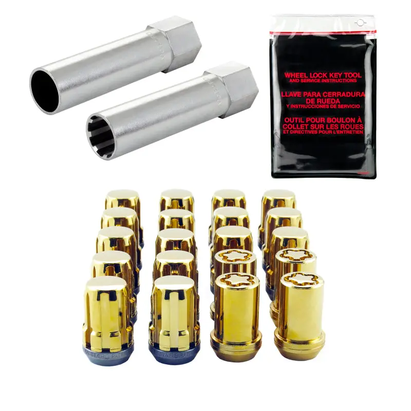 Mcgard Splinedrive Tuner 5 Lug Install Kit W/Locks & Tool (Cone) M12x1.25 / 13/16 Hex - Gold 1