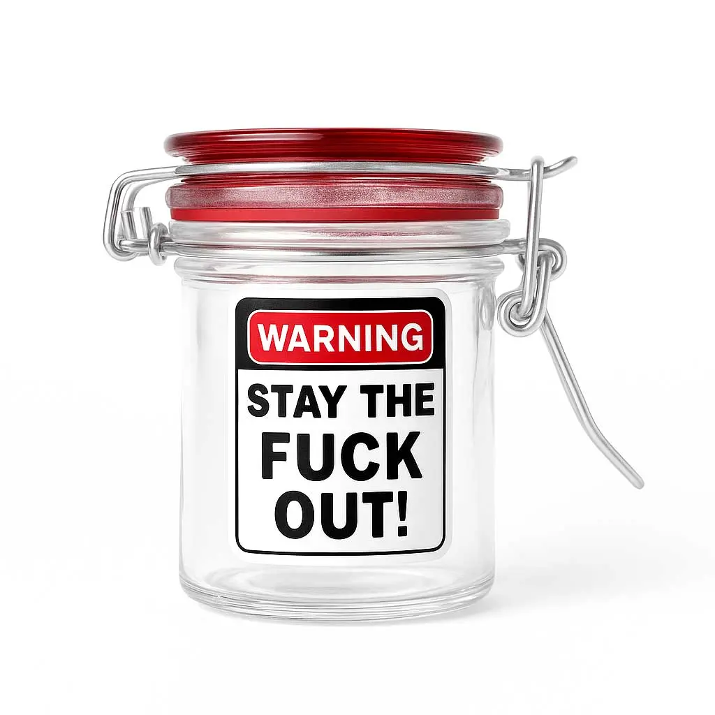 Airtight Glass Herb Jar | Warning - Stay The Fuck Out! 1